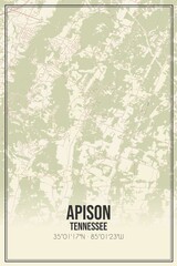 Retro US city map of Apison, Tennessee. Vintage street map.