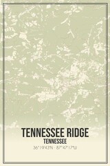Retro US city map of Tennessee Ridge, Tennessee. Vintage street map.