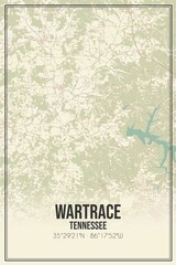 Retro US city map of Wartrace, Tennessee. Vintage street map.