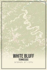 Retro US city map of White Bluff, Tennessee. Vintage street map.