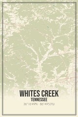 Retro US city map of Whites Creek, Tennessee. Vintage street map.