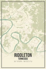 Retro US city map of Riddleton, Tennessee. Vintage street map.
