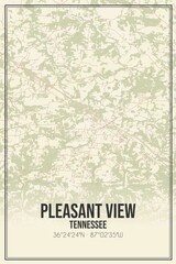 Retro US city map of Pleasant View, Tennessee. Vintage street map.