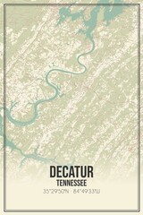 Retro US city map of Decatur, Tennessee. Vintage street map.