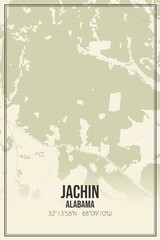 Retro US city map of Jachin, Alabama. Vintage street map.