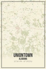 Retro US city map of Uniontown, Alabama. Vintage street map.