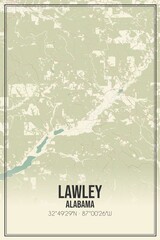 Retro US city map of Lawley, Alabama. Vintage street map.