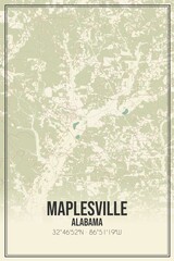 Retro US city map of Maplesville, Alabama. Vintage street map.