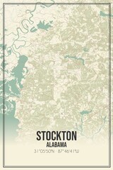 Retro US city map of Stockton, Alabama. Vintage street map.