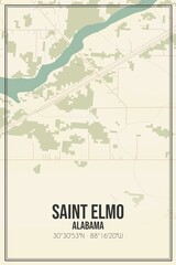 Retro US city map of Saint Elmo, Alabama. Vintage street map.