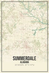 Fototapeta na wymiar Retro US city map of Summerdale, Alabama. Vintage street map.