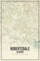 Retro US city map of Robertsdale, Alabama. Vintage street map.