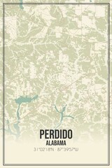 Retro US city map of Perdido, Alabama. Vintage street map.