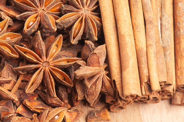 Cinnamon sticks and anise star