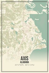 Retro US city map of Axis, Alabama. Vintage street map.