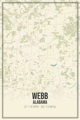 Retro US city map of Webb, Alabama. Vintage street map.