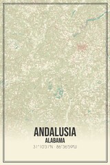 Retro US city map of Andalusia, Alabama. Vintage street map.