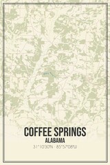 Retro US city map of Coffee Springs, Alabama. Vintage street map.