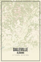 Retro US city map of Daleville, Alabama. Vintage street map.