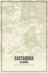 Retro US city map of Eastaboga, Alabama. Vintage street map.