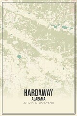 Retro US city map of Hardaway, Alabama. Vintage street map.