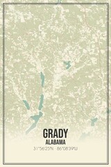 Retro US city map of Grady, Alabama. Vintage street map.