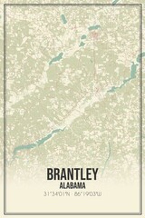 Retro US city map of Brantley, Alabama. Vintage street map.