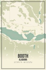 Obraz premium Retro US city map of Booth, Alabama. Vintage street map.