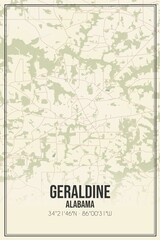 Retro US city map of Geraldine, Alabama. Vintage street map.