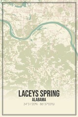 Retro US city map of Laceys Spring, Alabama. Vintage street map.
