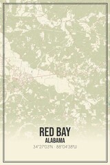 Retro US city map of Red Bay, Alabama. Vintage street map.
