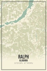 Retro US city map of Ralph, Alabama. Vintage street map.