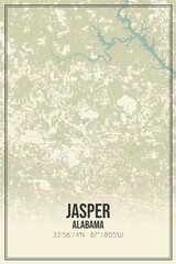 Retro US city map of Jasper, Alabama. Vintage street map.