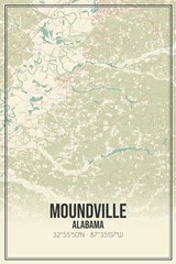 Retro US city map of Moundville, Alabama. Vintage street map.