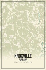 Retro US city map of Knoxville, Alabama. Vintage street map.