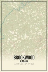 Retro US city map of Brookwood, Alabama. Vintage street map.