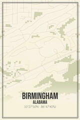 Obraz premium Retro US city map of Birmingham, Alabama. Vintage street map.