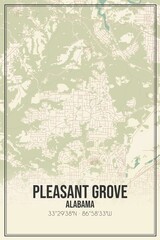 Retro US city map of Pleasant Grove, Alabama. Vintage street map.