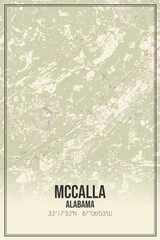 Retro US city map of McCalla, Alabama. Vintage street map.