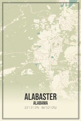 Retro US city map of Alabaster, Alabama. Vintage street map.