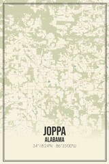 Retro US city map of Joppa, Alabama. Vintage street map.