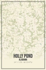 Retro US city map of Holly Pond, Alabama. Vintage street map.