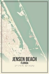 Retro US city map of Jensen Beach, Florida. Vintage street map.