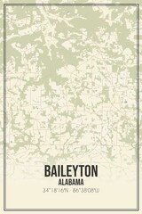 Retro US city map of Baileyton, Alabama. Vintage street map.