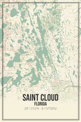 Retro US city map of Saint Cloud, Florida. Vintage street map.