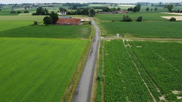 Flyover drone video during non drafting triathlon race