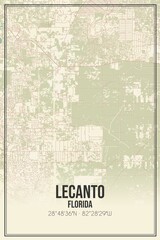 Retro US city map of Lecanto, Florida. Vintage street map.