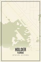 Retro US city map of Holder, Florida. Vintage street map.