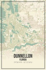 Retro US city map of Dunnellon, Florida. Vintage street map.