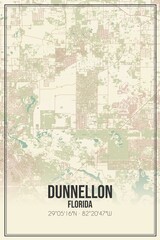 Retro US city map of Dunnellon, Florida. Vintage street map.
